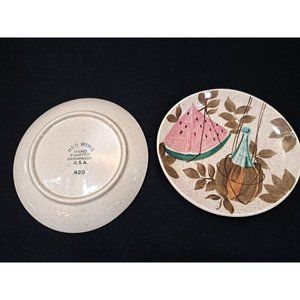 Red Wing Tampico Watermelon Mid Century Vintage Bread / Butter Plates Set Of 2